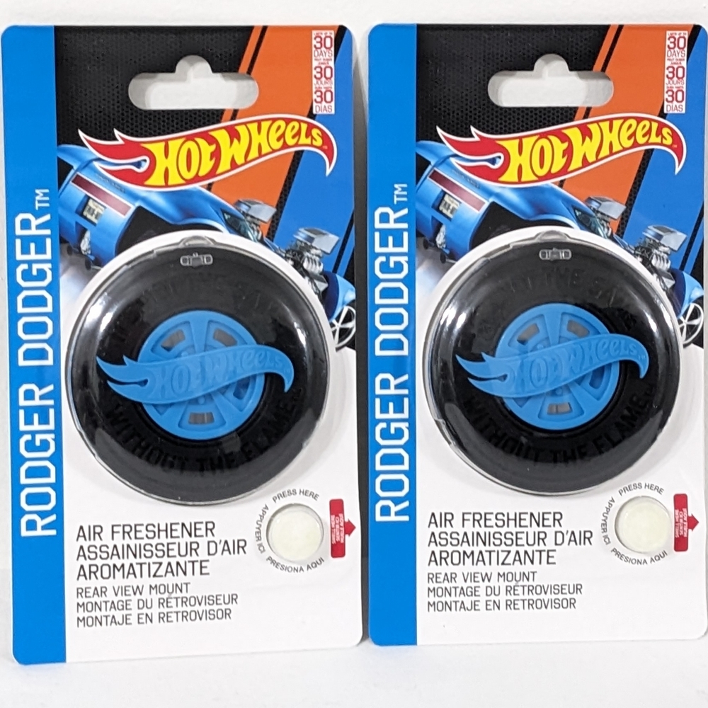 Hot Wheels 3D Hanging Car Air Freshener - Rodger Dodger, Bundle of 2, New